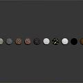 Various Colored Textured Material Samples Arranged in Rows on Dark Reflective Surface