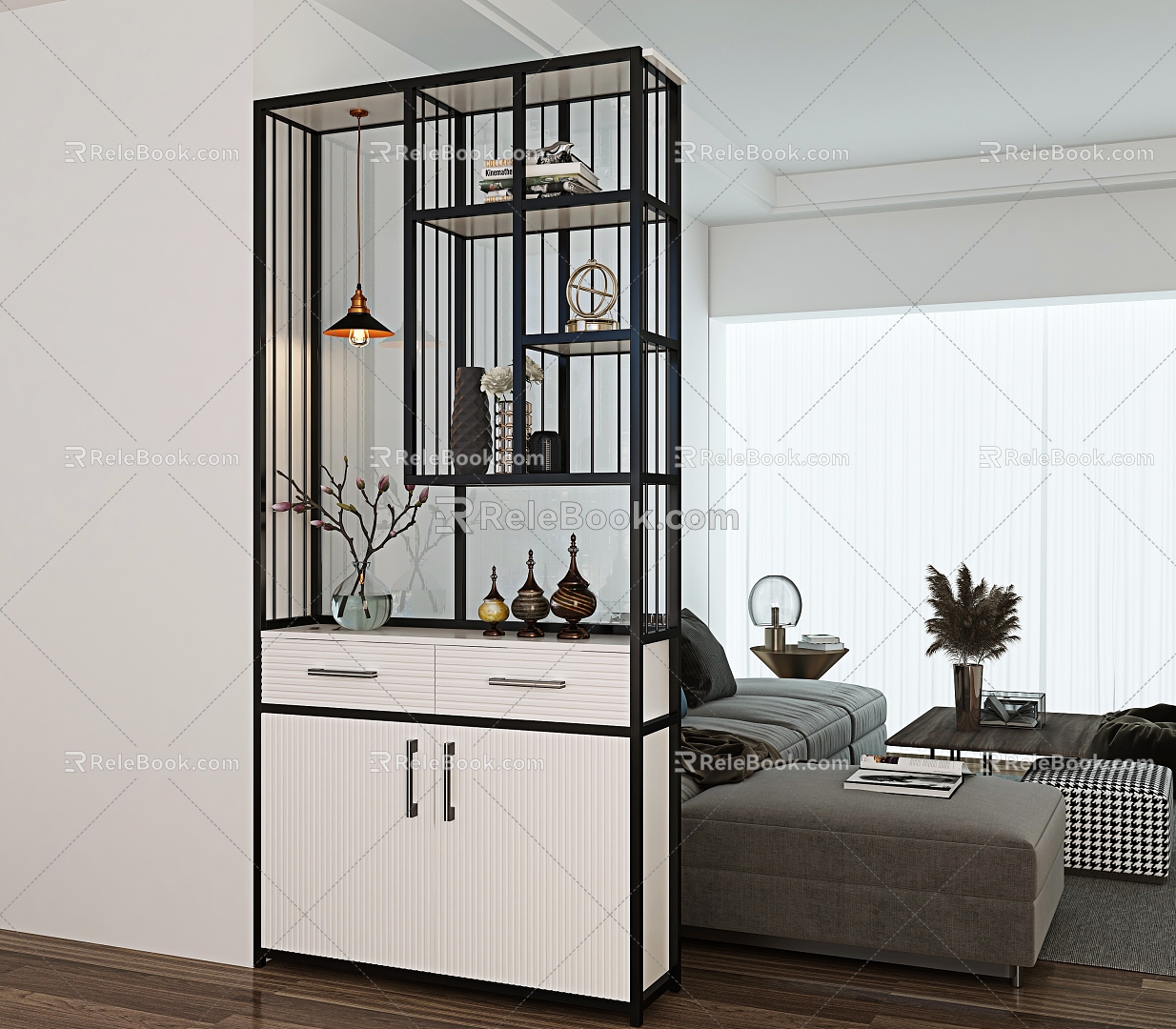 Modern hall cabinet with barrier and porch cabinet 3d model