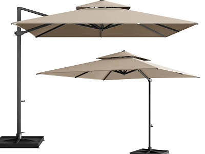 Two Beige Outdoor Patio Umbrellas Cantilever And Upright Design For Sun Protection 3d model
