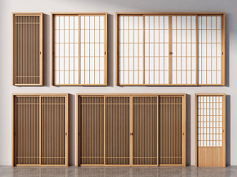 Japanese-style sliding door 3d model