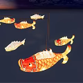 New Chinese Landscape Lamp Carp Lamp 3d model