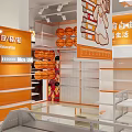 Dream Harmony Creativity Specialty Store With Orange White Exterior And Display Cabinets