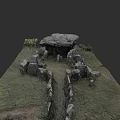 Ancient Megalithic Stone Structure With Large Slabs Stone Walls And Grass Pathway 3d model