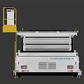 Mechanical Lifting Platform With Yellow Safety Rails And Black Panel Surface