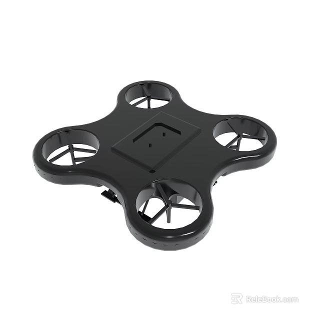 Black Quadcopter Drone Frame With Four Rotor Slots And Square Mounting Area 3d model 