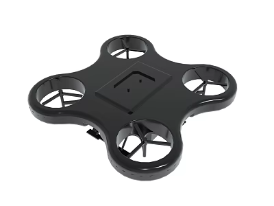 Black Quadcopter Drone Frame With Four Rotor Slots And Square Mounting Area 3d model