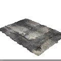 Square Faux Fur Rug With Soft Gray Black And Light Gray Plush Texture