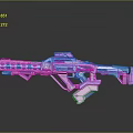 Futuristic Sci Fi Weapon Design With Pink Blue Gradient And Geometric Hollow Details