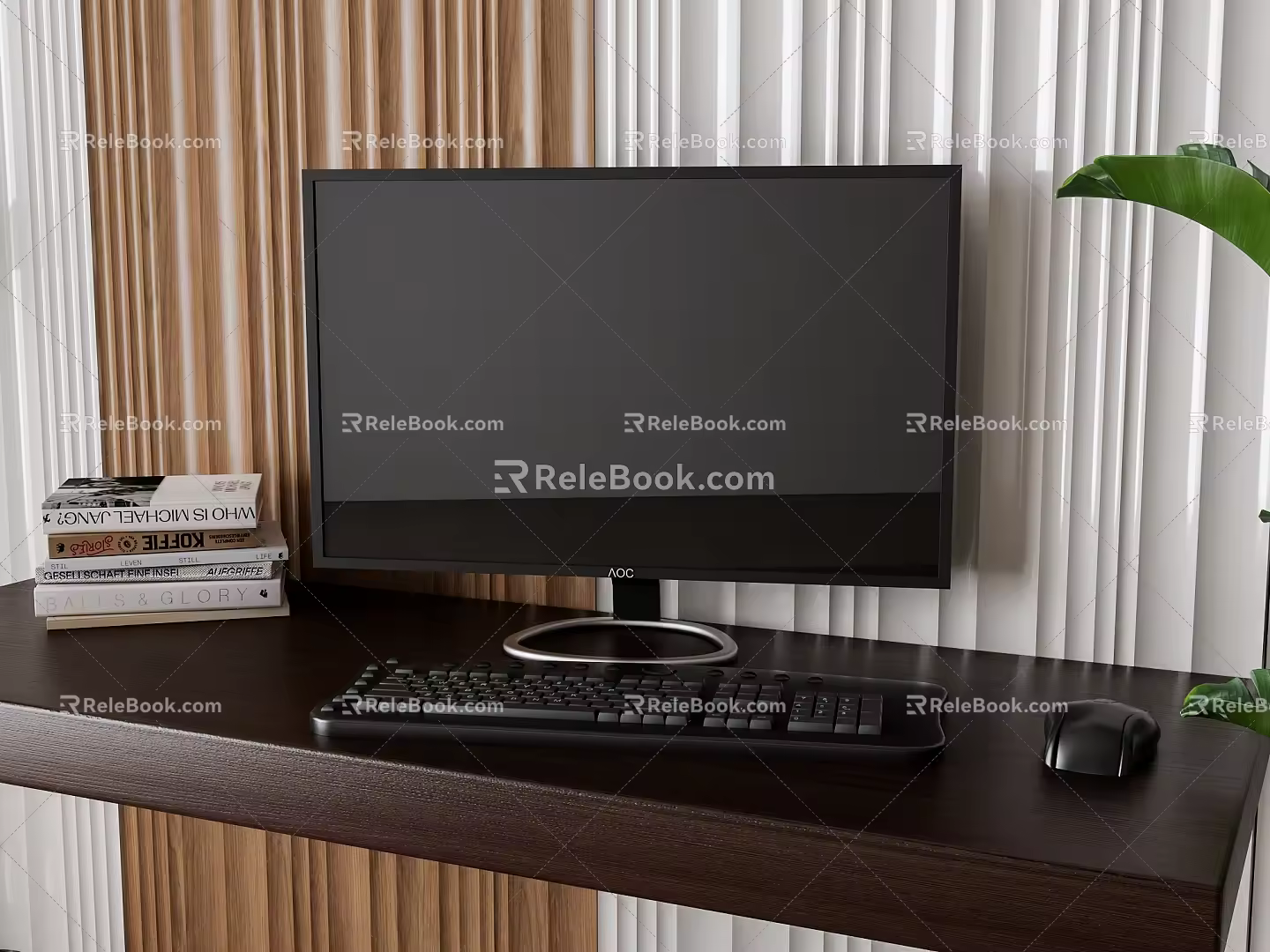 Computer display mouse keyboard combination 3d model
