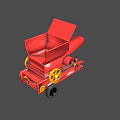 Portable Red Wood Shredder With Yellow Gear Black Wheel And Tilted Discharge Chute