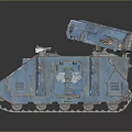 Futuristic Blue Tracked Armored Weapon Vehicle With Turret Cannon And Mechanical Design Features