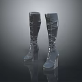 Stylish Black Knee High Boots With Lace Up Design And Platform High Heels