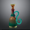 Colorful Decorative Bottle With Gradient Colors Curved Blue Handle And Yellow Red Top