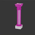 White Classical Roman Column With Carved Capital Cylindrical Shaft Square Base And Reflective Surface
