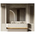 Modern Bathroom Vanity Design With Stone Countertop Double Sink And Large Mirror