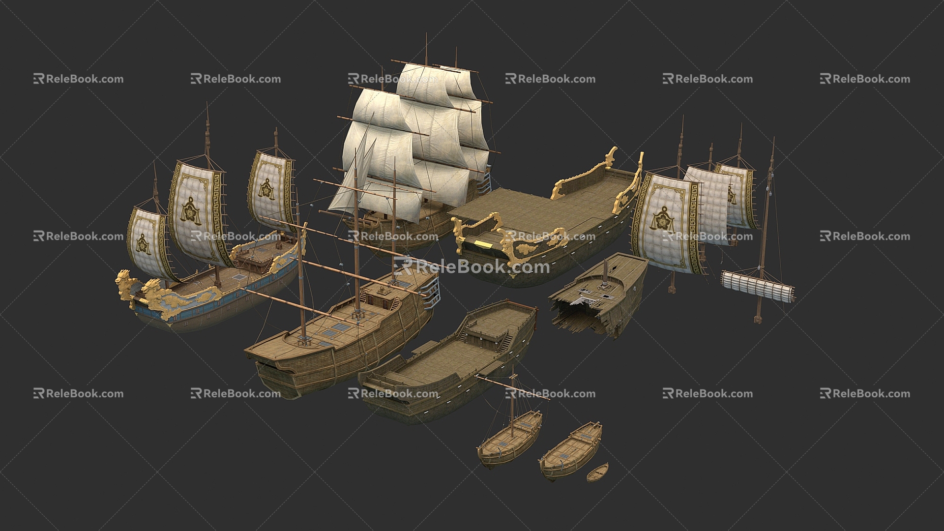 Ancient ship sailing ship ocean-going ship wooden ship 3d model