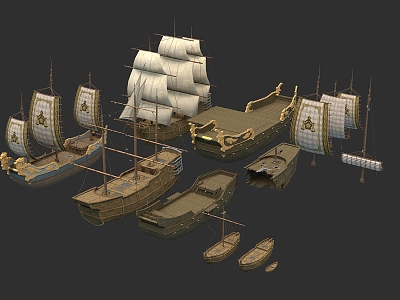 Ancient ship sailing ship ocean-going ship wooden ship 3d model