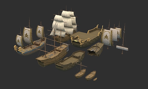 Ancient ship sailing ship ocean-going ship wooden ship 3d model