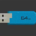 Blue USB 3.0 Flash Drive With 64 GB Storage Capacity And Shiny Design 3d model