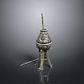 Silver Decorative Household Candle Holder with Intricate Patterns and Tripod Base