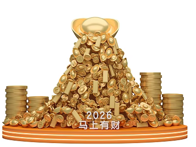 2026 Good Fortune Photo Spot With Gold Coins Bars And Ingot Piles 3d model