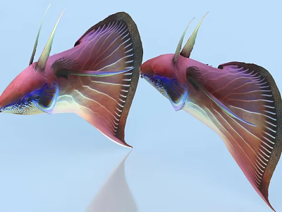 Vibrant Aquatic Animals With Pink Purple Bodies Large Fins And Iridescent Patterns 3d model