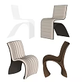 Modern Stylish Dining Chairs With Streamlined Design Striped Upholstery And Various Colors