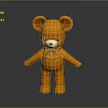 Cute Orange Plush Teddy Bear With Yellow Bow Tie And White Nose