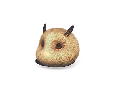 Adorable Fluffy Game Movie Character With Brown Fur Black Ears And Round Head 3d model