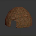 Cartoon Scene Featuring Dome Hut With Orange Brown Brick Structure Design