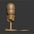 Golden Vintage Microphone With Metal Stand And Cable For Daily Use