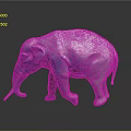 Turquoise Low Poly Elephant Sculpture with Smooth Texture and Reflective Base 3d model
