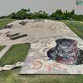 Outdoor Skate Park With Graffiti Bowl And Concrete Ramps For Fitness Activity