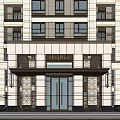 Modern Residential Building Exterior Design With Elegant Entrance And Stone Decorations