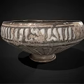 Ornate Traditional Silver Bowl With Intricate Decorative Patterns And Classic Design