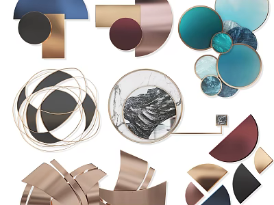 Artistic Contemporary Wall Decor With Multicolored Geometric Shapes And Metal Frames 3d model
