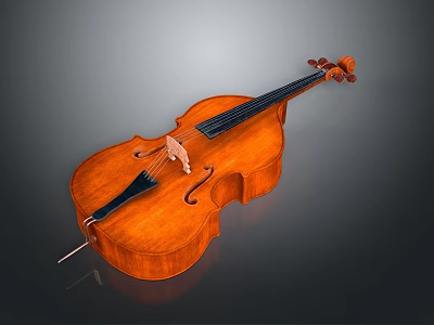 Classical Wooden Cello Acoustic Musical Instrument With Natural Glossy Wood Finish Design 3d model
