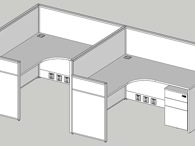 Modular Office Workstation Desk With Partition Panels Drawers And Desktop 3d model