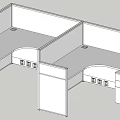 Modular Office Workstation Desk With Partition Panels Drawers And Desktop