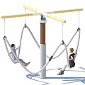 Garden Ornament Rope Swing Structure With Wooden Pole And Hanging Ropes For Children Outdoor Play