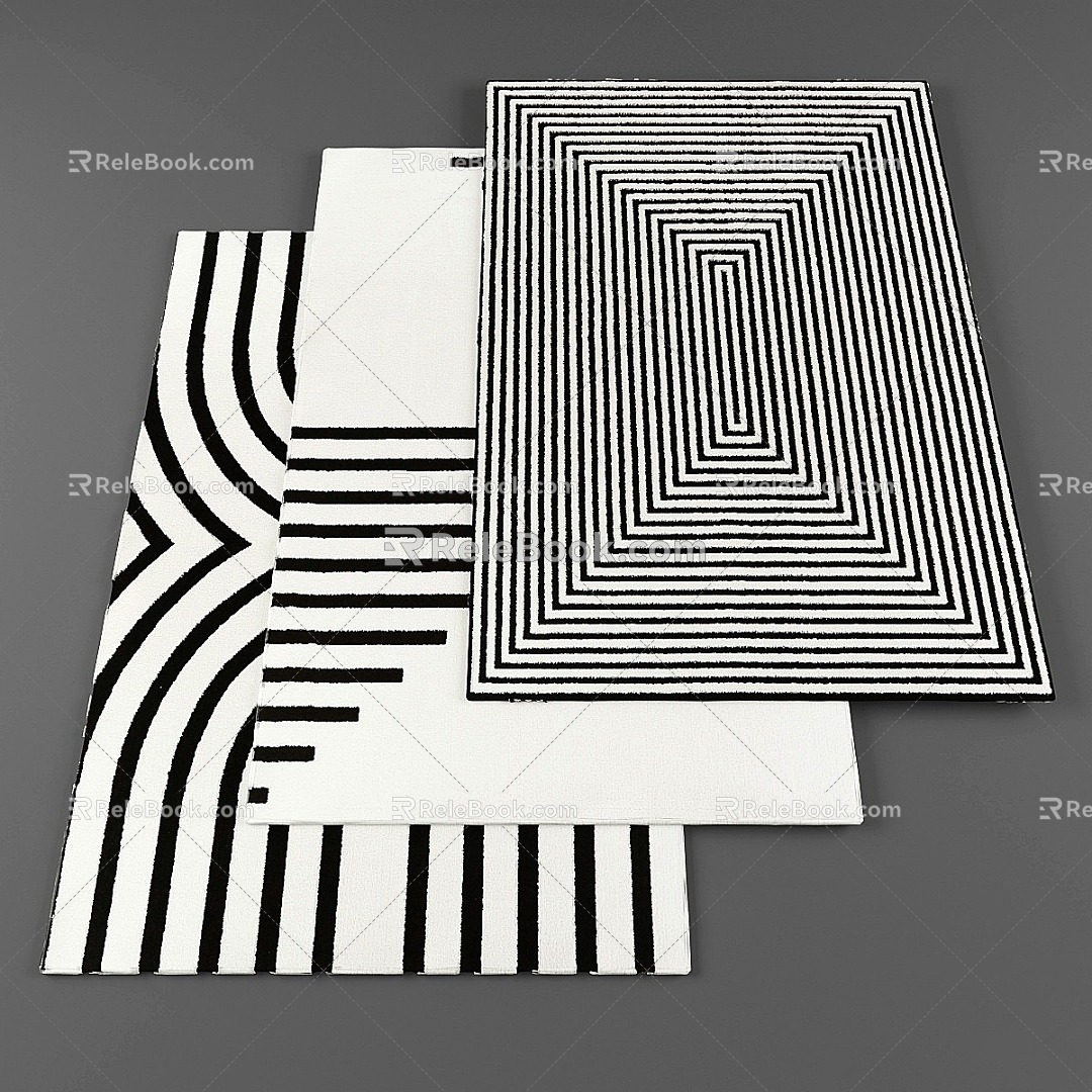 optical illusion pattern carpet striped carpet 3d model