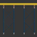Industrial Construction Scaffolding With Yellow Beams Blue Supports And Gray Panels