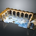Ancient Architectural Model Historic Design With Multiple Arches And Stone Courtyard 3d model
