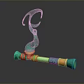 Green And Orange Decorative Staff Weapon With Smoky Effect And Ornate Patterns