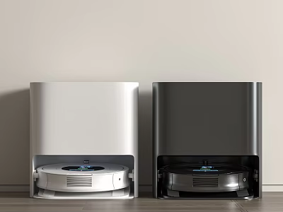 Smart Robot Vacuum With Base Station In Two Colors 3d model