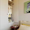 Modern Wardrobe Interior Design With Light Green Drawers Hanging Clothes And Storage Shelves