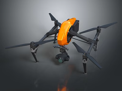 Professional Orange And Black Quadcopter Drone With High Definition Camera 3d model