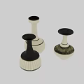 Decorative Ceramic Vases With Black And White Striped Design 3d model