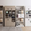 Contemporary Storage Cabinets In Wooden And White With Folders Globe Books And Plant