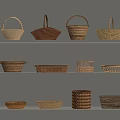 Collection of Woven Baskets Displayed on Shelves with Various Shapes Sizes and Natural Tones